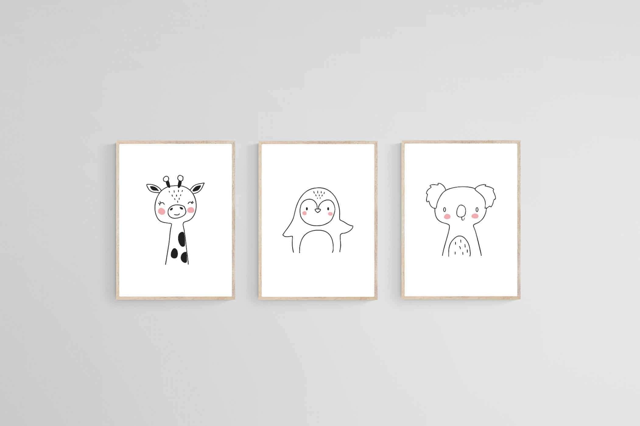 Animal Friends Set-Wall_Art-45 x 60cm (x3)-Mounted Canvas-Wood-Pixalot