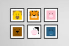 Animal Gang Set-Wall_Art-30 x 30cm (x6)-Framed Print-Black-Pixalot