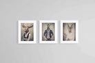 Animal Heads Art Set-Wall_Art-45 x 60cm (x3)-Framed Print-White-Pixalot