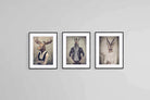 Animal Heads Art Set-Wall_Art-45 x 60cm (x3)-Framed Print-Black-Pixalot