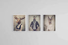 Animal Heads Art Set-Wall_Art-45 x 60cm (x3)-Mounted Canvas-White-Pixalot