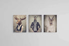 Animal Heads Art Set-Wall_Art-45 x 60cm (x3)-Mounted Canvas-No Frame-Pixalot