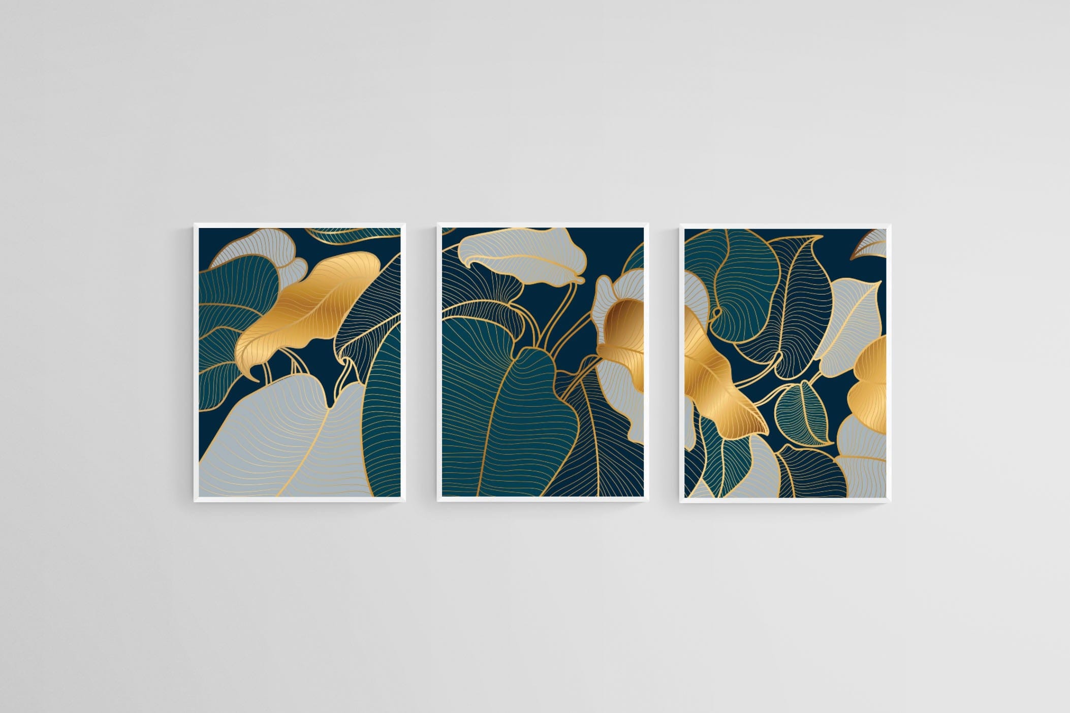 Art Deco Set-Wall_Art-45 x 60cm (x3)-Mounted Canvas-White-Pixalot