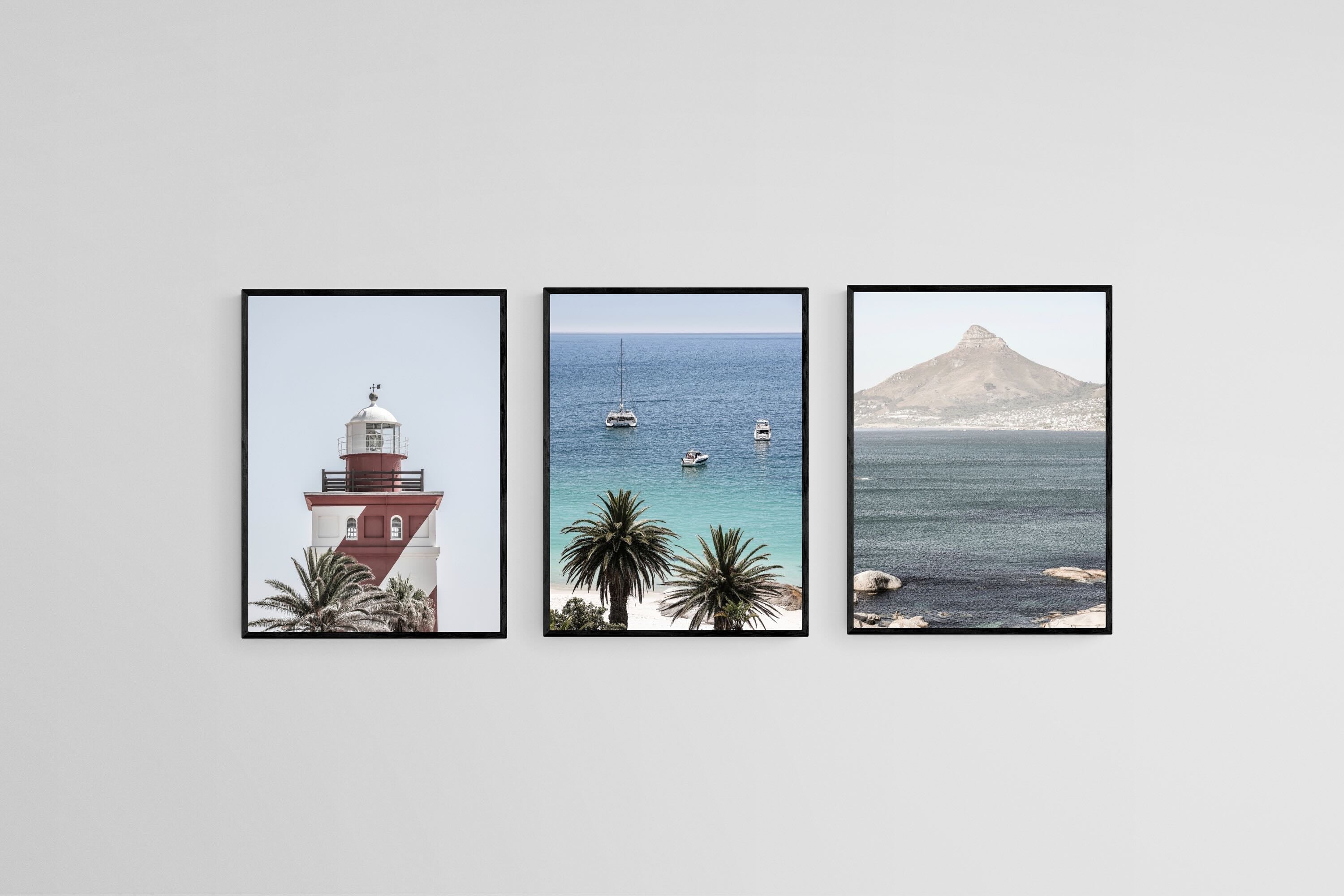 Atlantic Seaboard Set-Wall_Art-45 x 60cm (x3)-Mounted Canvas-Black-Pixalot