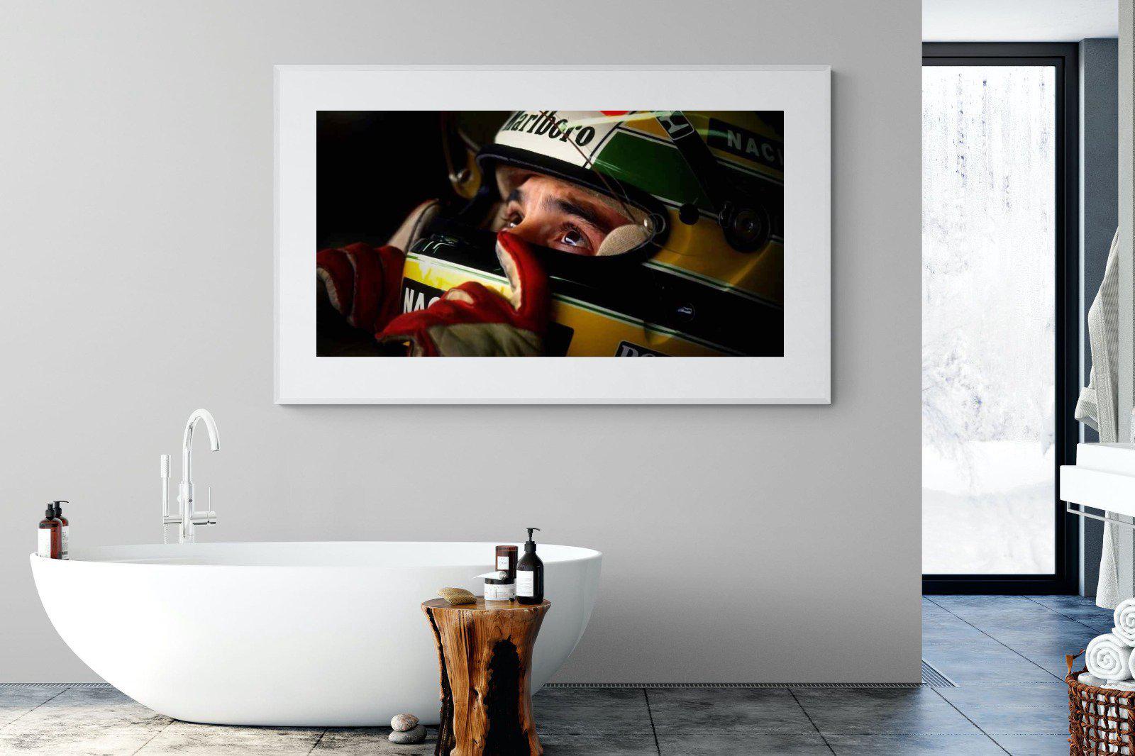 Ayrton Senna-Wall_Art-180 x 110cm-Framed Print-White-Pixalot