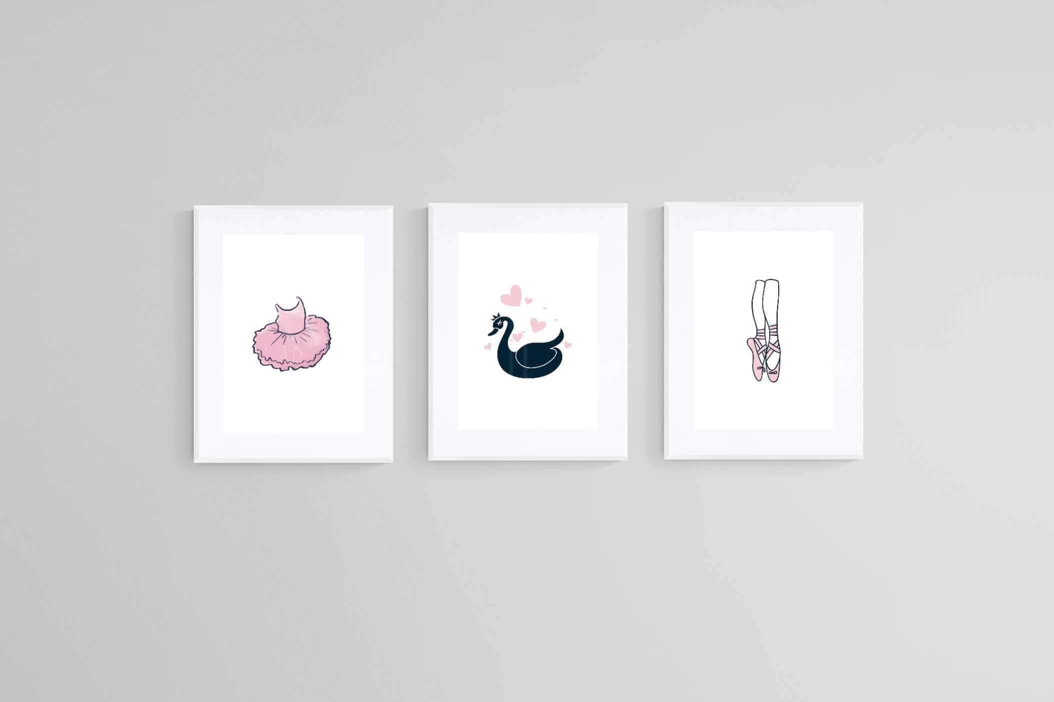 Ballet Set-Wall_Art-60 x 80cm (x3)-Framed Print-White-Pixalot