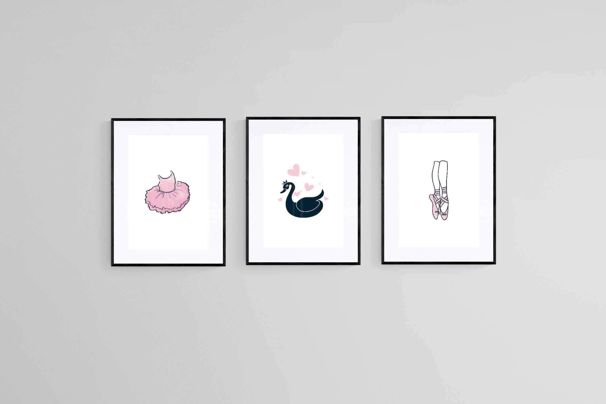 Ballet Set-Wall_Art-60 x 80cm (x3)-Framed Print-Black-Pixalot