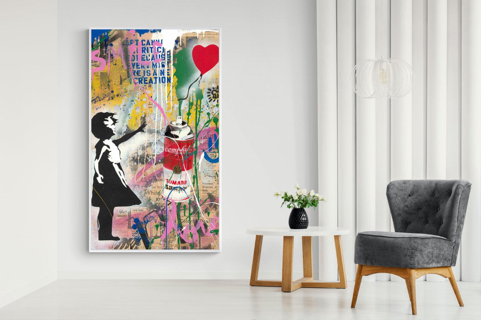 Mr Brainwash Banksy Tribute Street Art-Wall_Art-130 x 220cm-Mounted Canvas-White-Pixalot