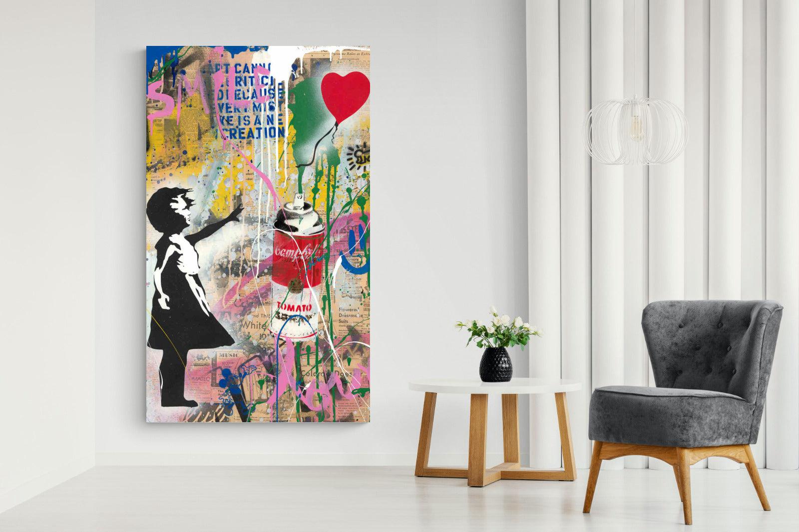 Mr Brainwash Banksy Tribute Street Art-Wall_Art-130 x 220cm-Mounted Canvas-No Frame-Pixalot