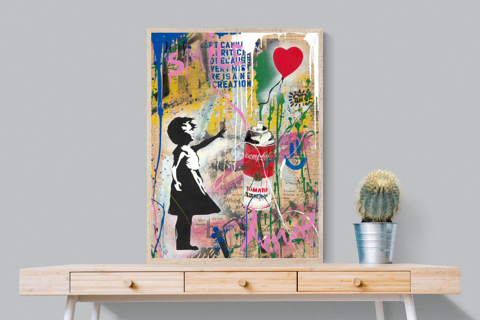 Mr Brainwash Banksy Tribute Street Art-Wall_Art-75 x 100cm-Mounted Canvas-Wood-Pixalot