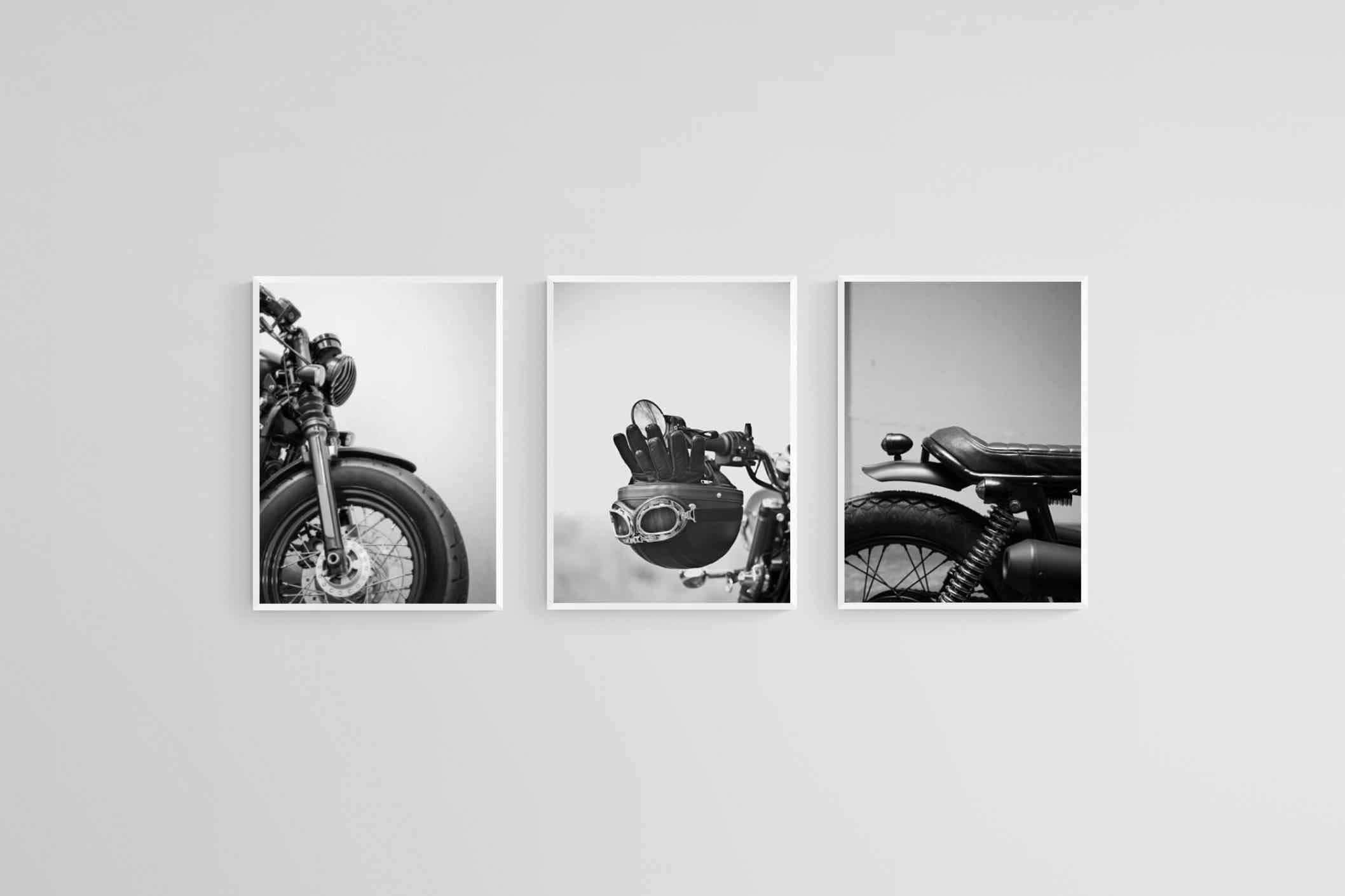 Biker Set-Wall_Art-45 x 60cm (x3)-Mounted Canvas-White-Pixalot