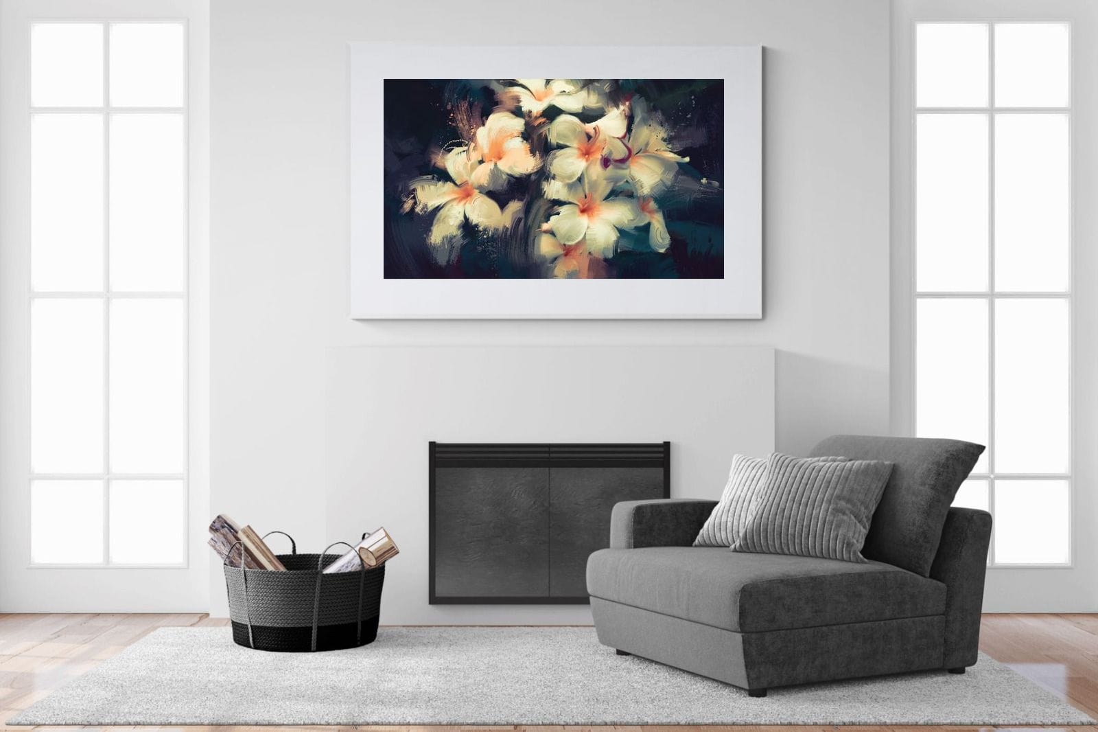 Brushed Petals-Wall_Art-150 x 100cm-Framed Print-White-Pixalot