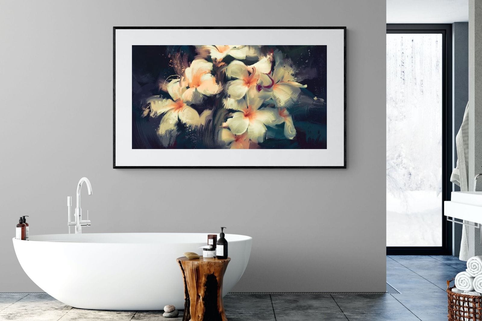 Brushed Petals-Wall_Art-180 x 110cm-Framed Print-Black-Pixalot