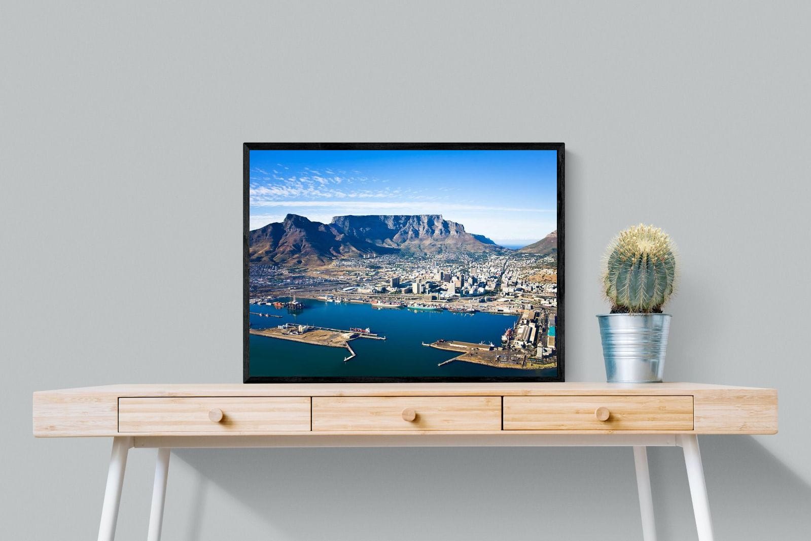 Cape Town Harbour-Wall_Art-80 x 60cm-Mounted Canvas-Black-Pixalot