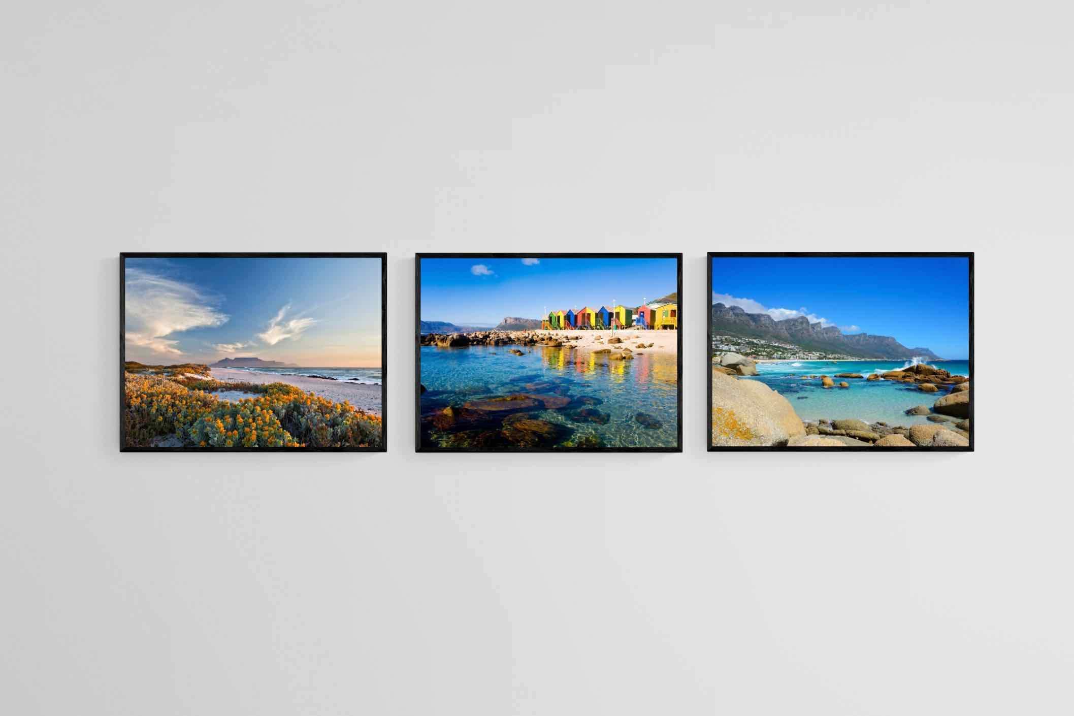 Cape Town Set-Wall_Art-60 x 45cm (x3)-Mounted Canvas-Black-Pixalot