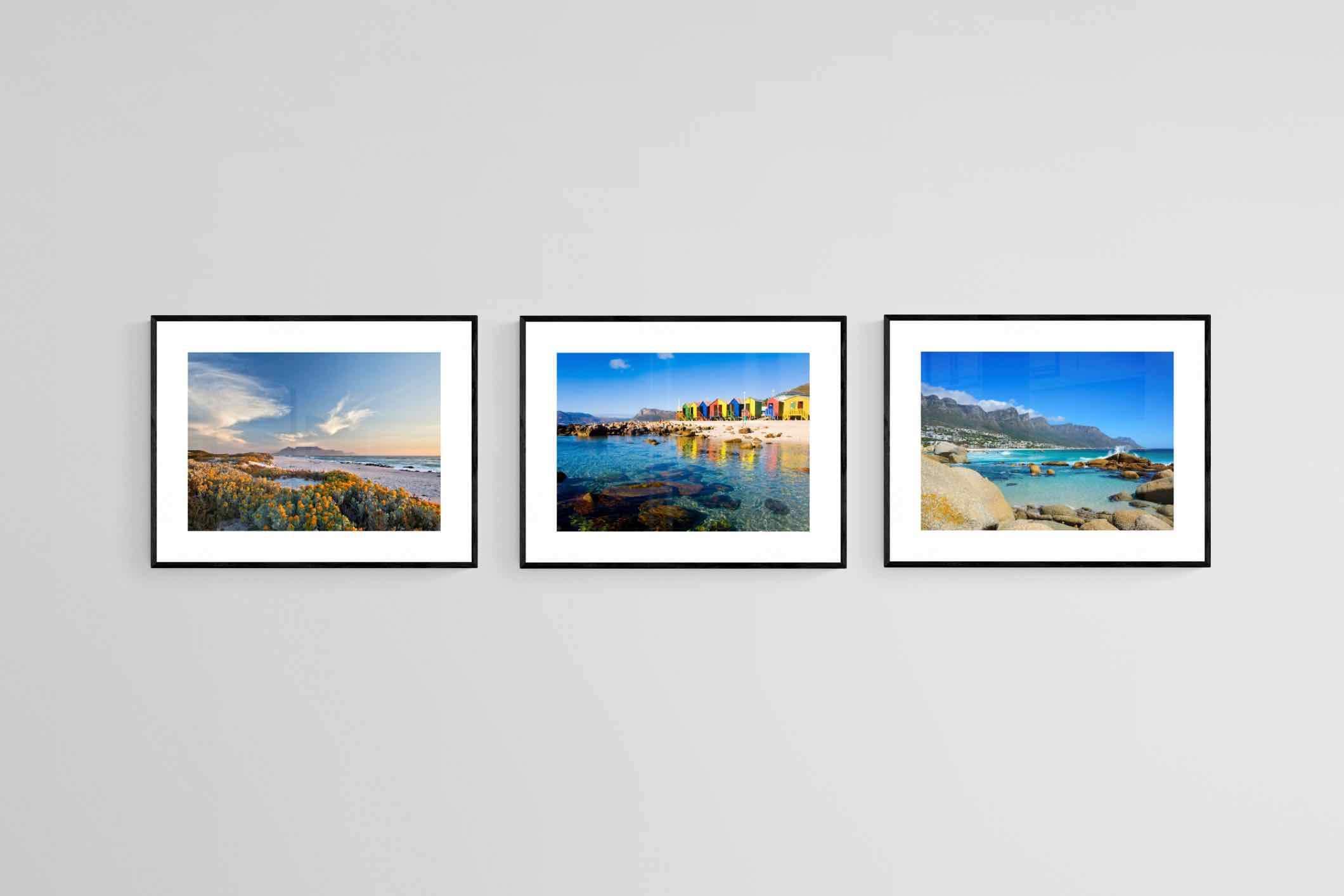 Cape Town Set-Wall_Art-80 x 60cm (x3)-Framed Print-Black-Pixalot