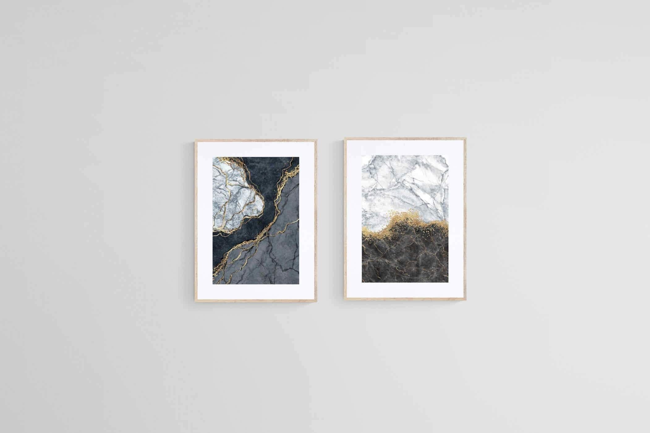 Charcoal & Gold Set-Wall_Art-45 x 60cm (x2)-Framed Print-Wood-Pixalot