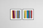 Coloured Stripes Set-Wall_Art-50 x 50cm (x2)-Framed Print-Black-Pixalot
