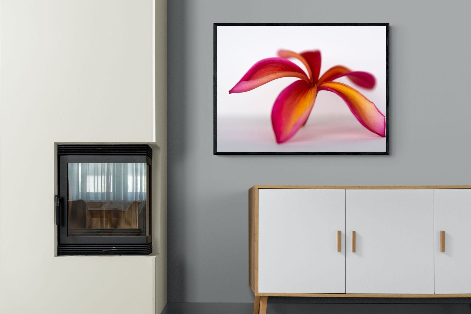 Crimson Flora-Wall_Art-100 x 75cm-Mounted Canvas-Black-Pixalot