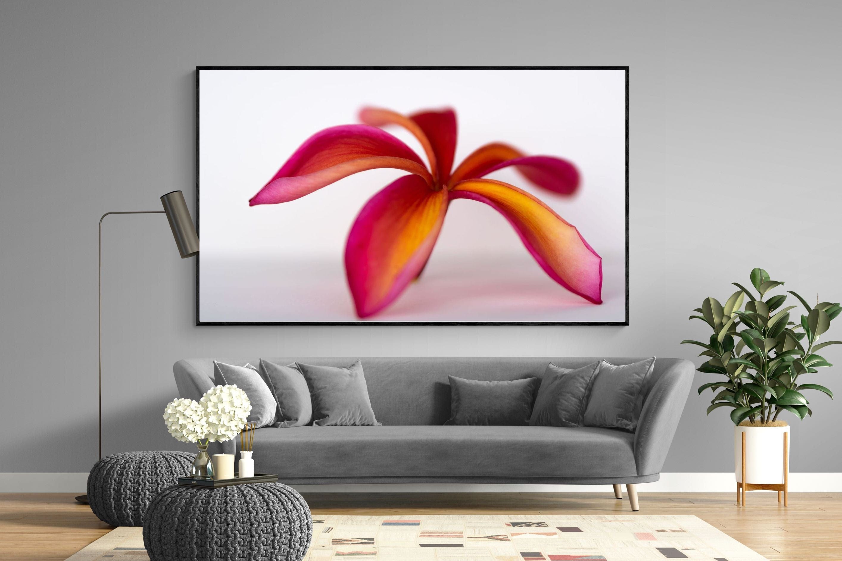 Crimson Flora-Wall_Art-220 x 130cm-Mounted Canvas-Black-Pixalot