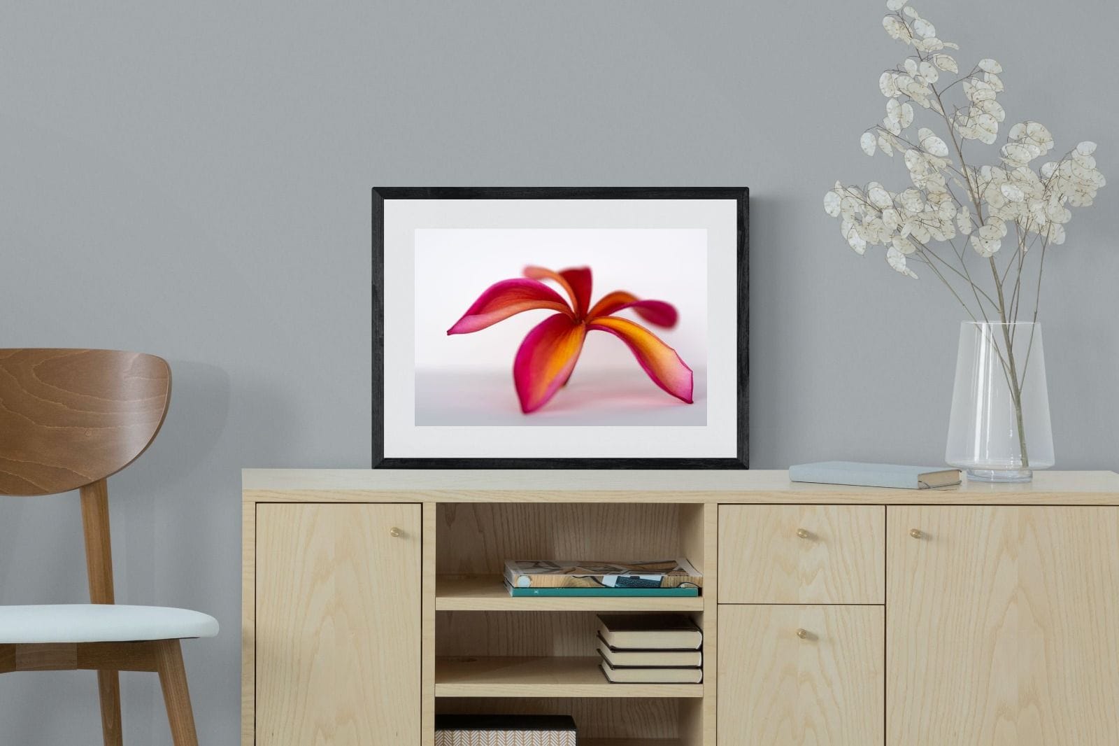 Crimson Flora-Wall_Art-60 x 45cm-Framed Print-Black-Pixalot