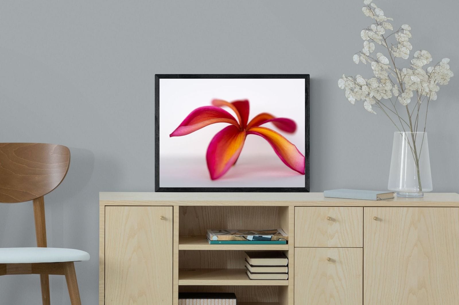 Crimson Flora-Wall_Art-60 x 45cm-Mounted Canvas-Black-Pixalot