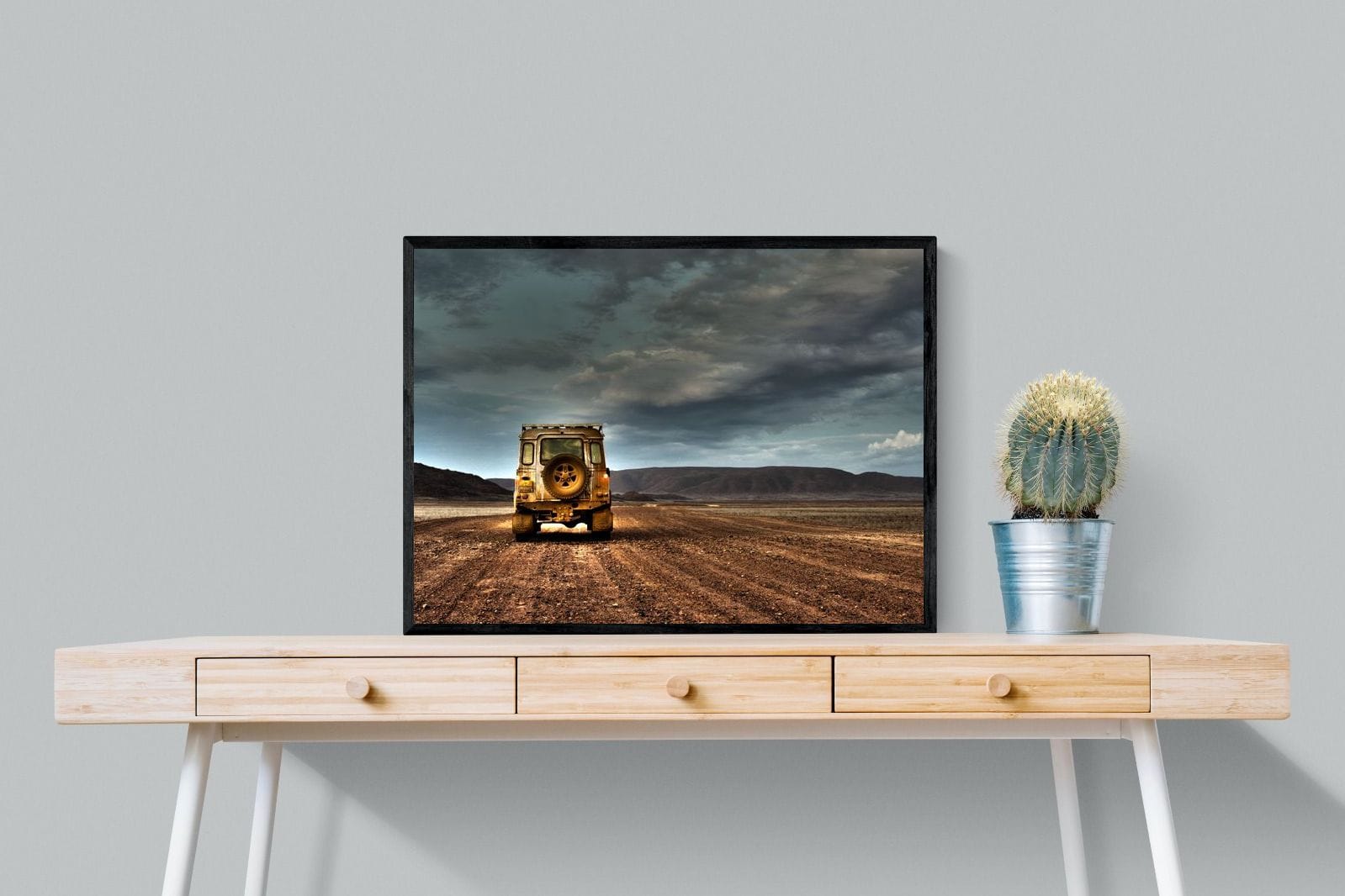 Desert Road Defender-Wall_Art-80 x 60cm-Mounted Canvas-Black-Pixalot