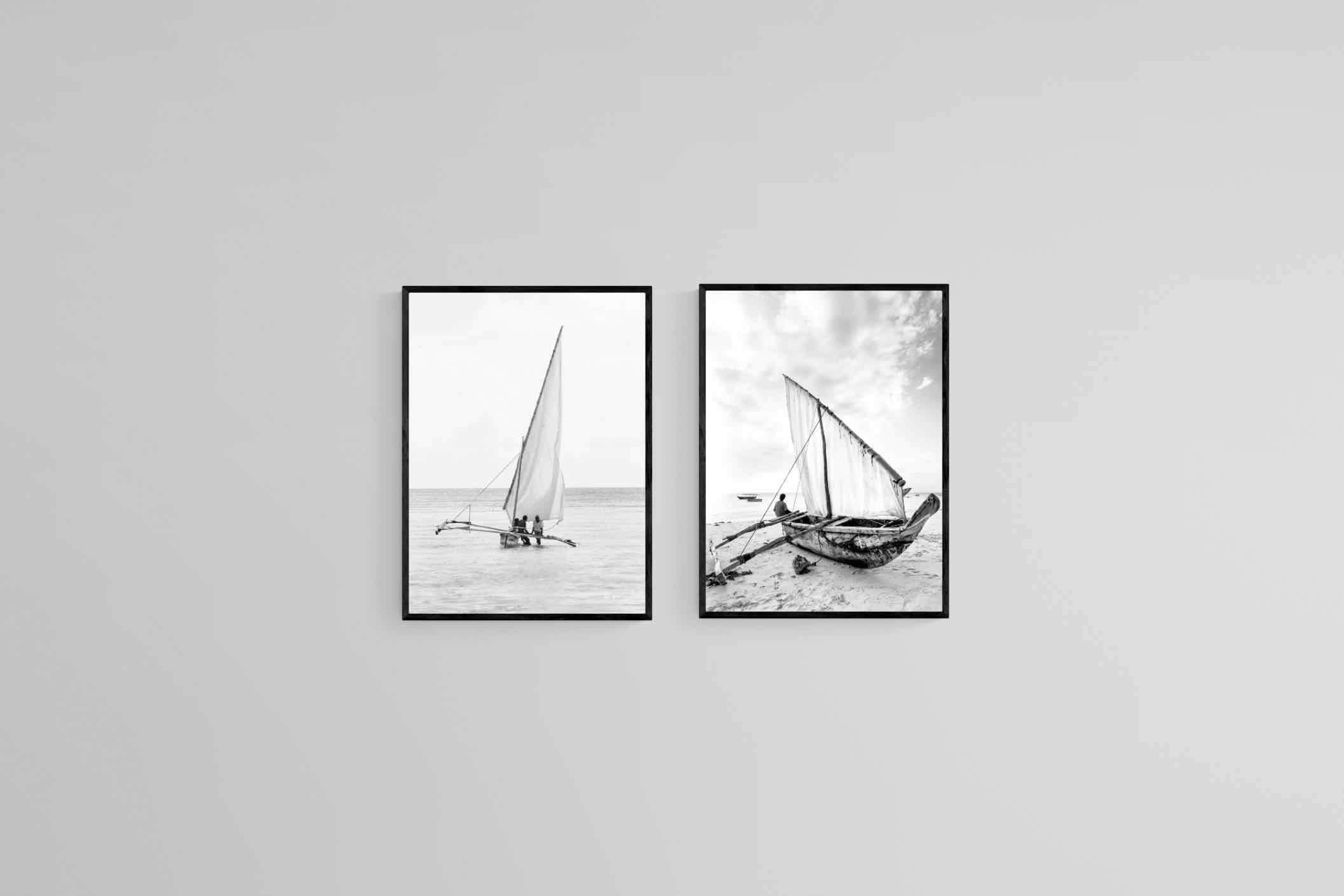 Dhow Set-Wall_Art-45 x 60cm (x2)-Mounted Canvas-Black-Pixalot