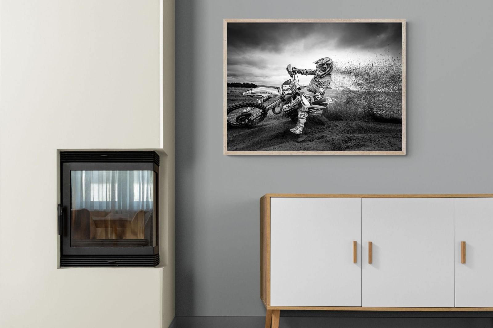 Dirt Bike-Wall_Art-100 x 75cm-Mounted Canvas-Wood-Pixalot