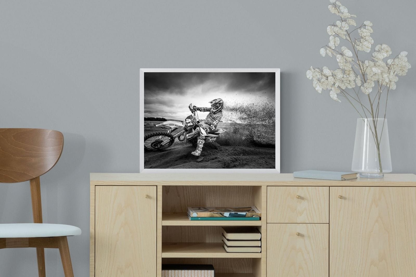 Dirt Bike-Wall_Art-60 x 45cm-Mounted Canvas-White-Pixalot