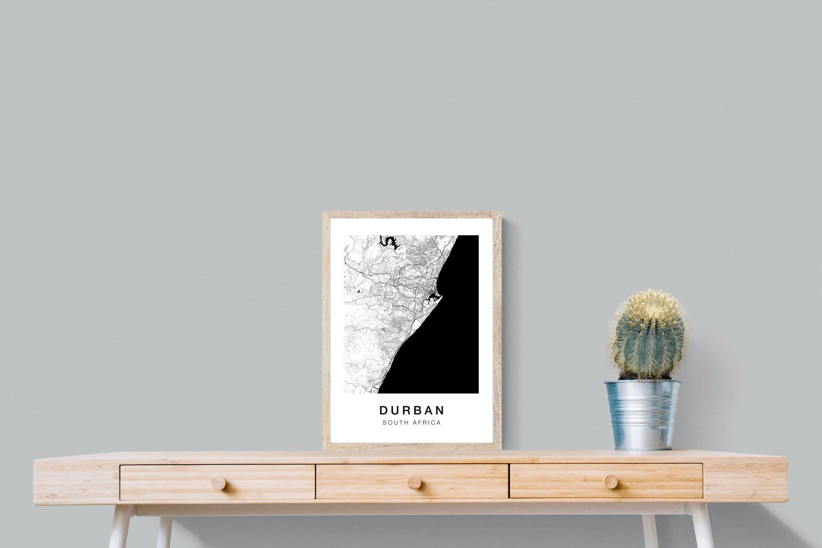 Durban City Map-Wall_Art-45 x 60cm-Mounted Canvas-Wood-Pixalot