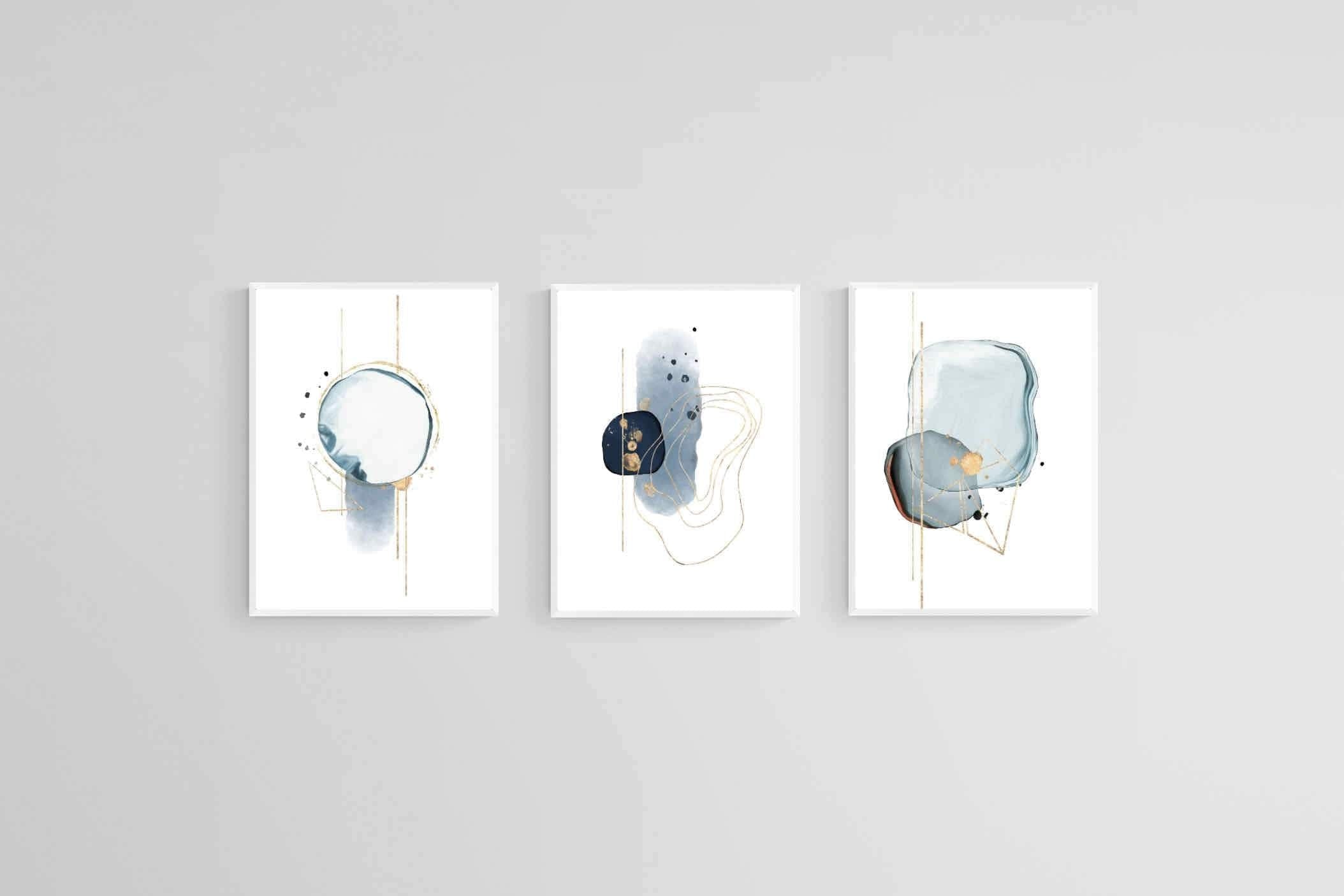 Elegant Blue Gold Set-Wall_Art-45 x 60cm (x3)-Mounted Canvas-White-Pixalot