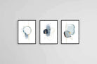 Elegant Blue Gold Set-Wall_Art-45 x 60cm (x3)-Mounted Canvas-Black-Pixalot