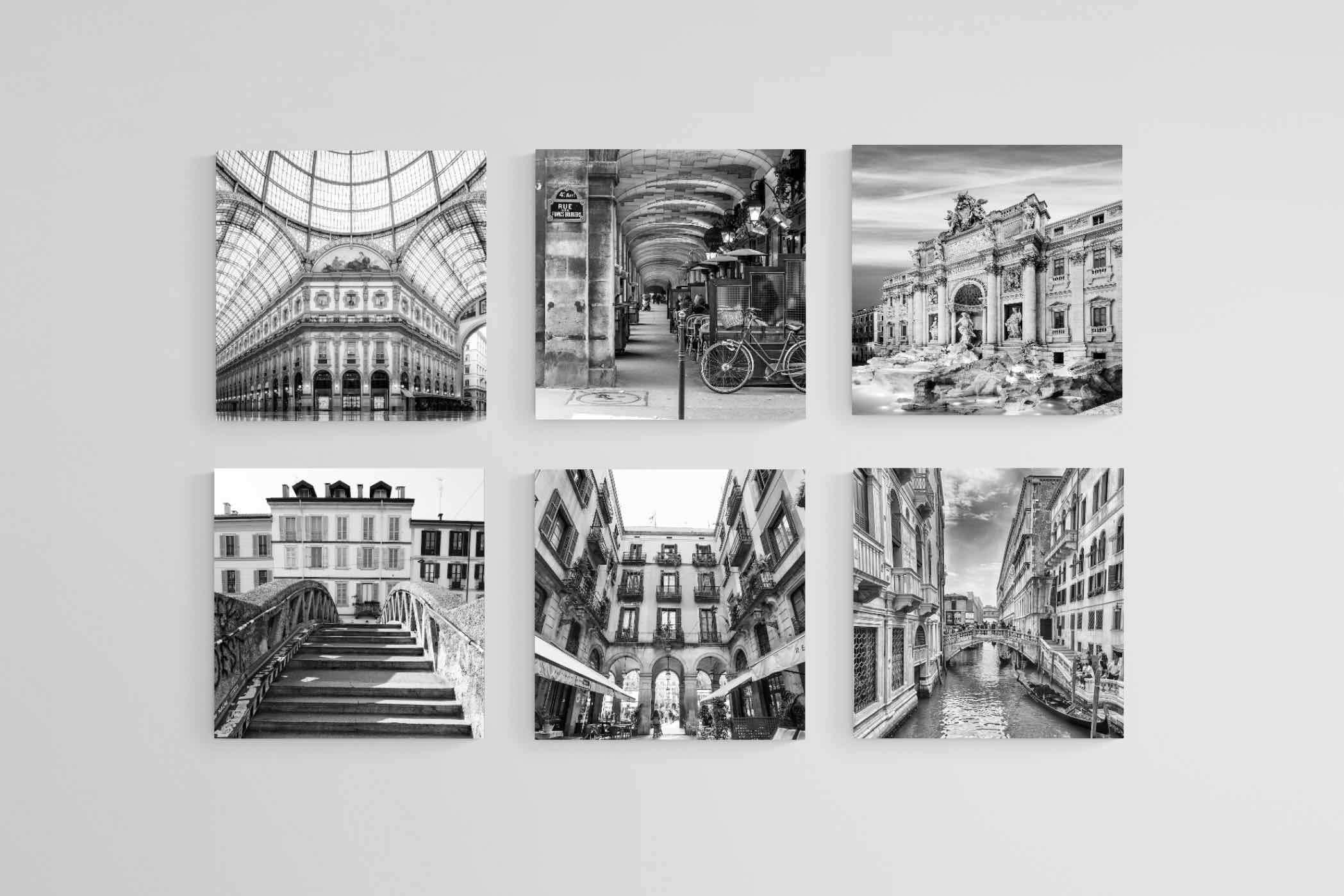 Elegant Europe Set-Wall_Art-30 x 30cm (x6)-Mounted Canvas-No Frame-Pixalot