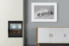 Elephant Convoy (black & white)-Wall_Art-100 x 75cm-Framed Print-White-Pixalot
