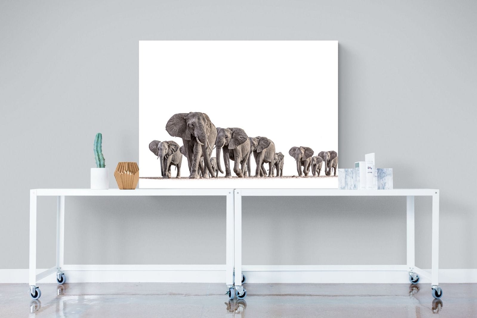 Elephant Convoy (high key)-Wall_Art-120 x 90cm-Mounted Canvas-No Frame-Pixalot