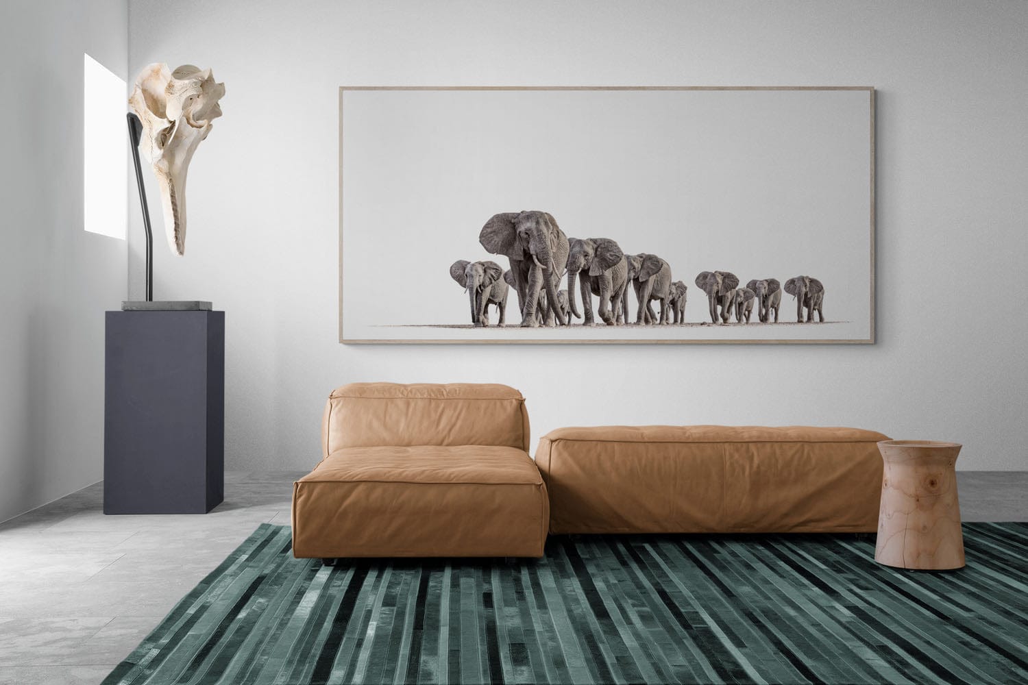 Elephant Convoy (high key)-Wall_Art-275 x 130cm-Mounted Canvas-Wood-Pixalot