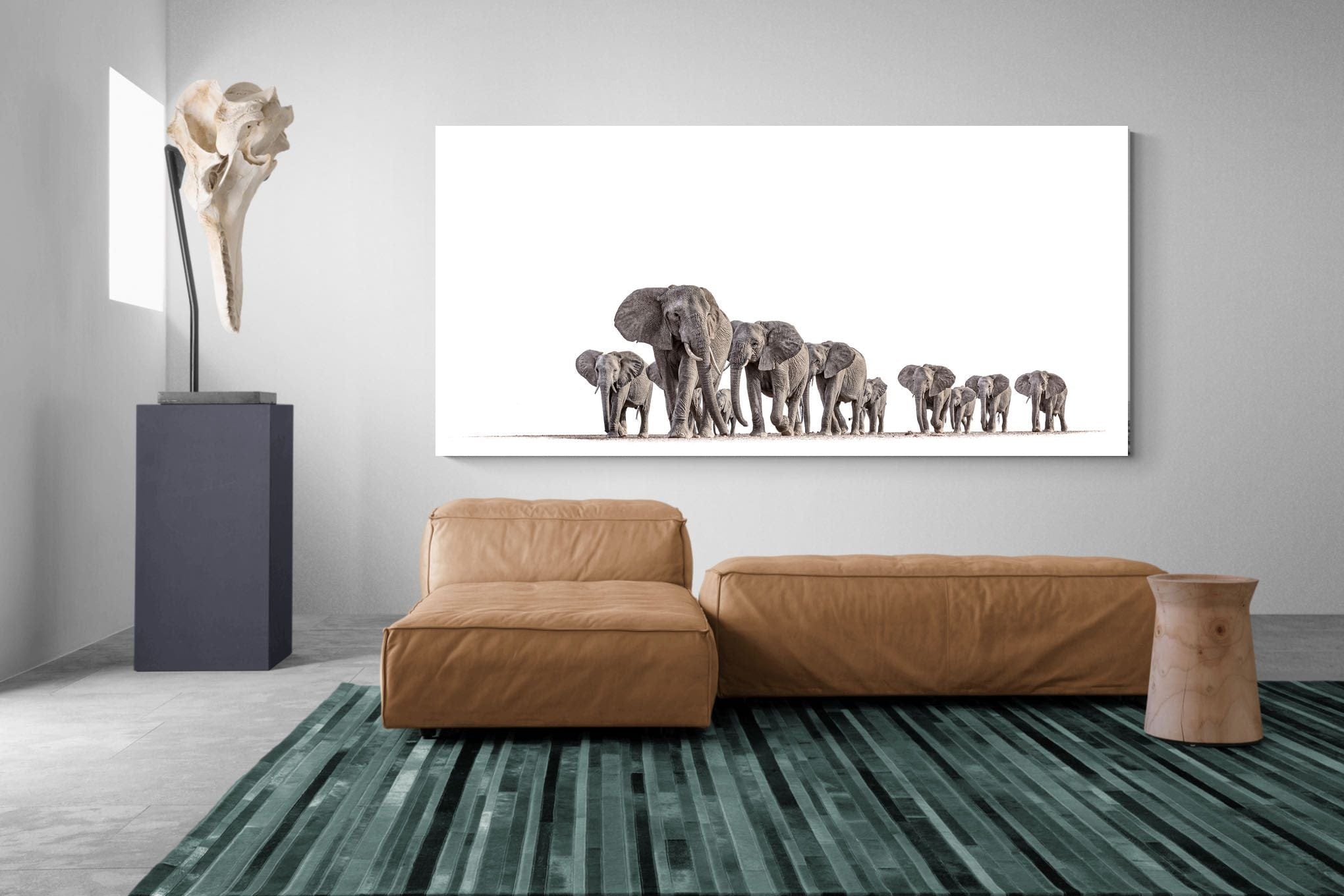 Elephant Convoy (high key)-Wall_Art-275 x 130cm-Mounted Canvas-No Frame-Pixalot