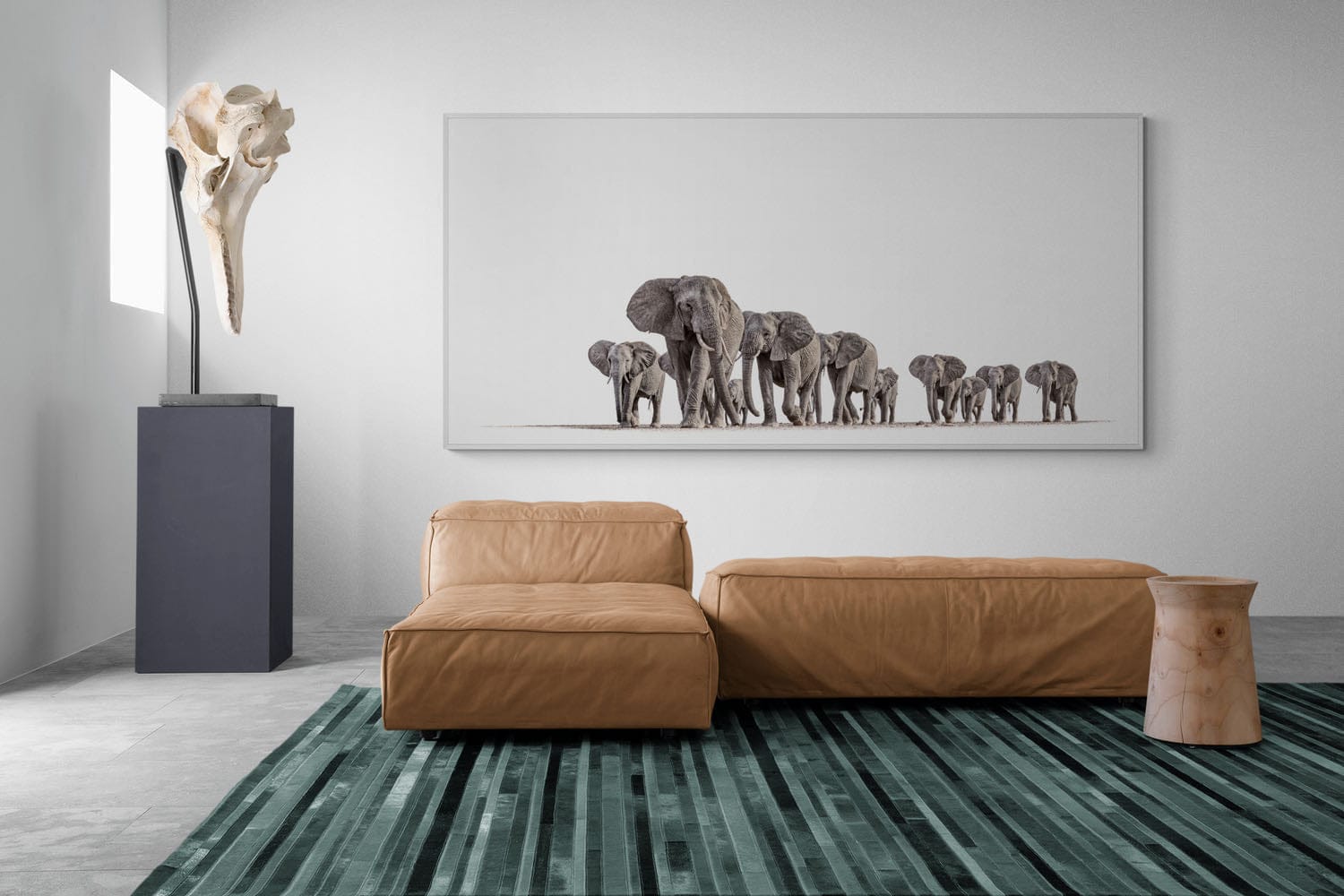 Elephant Convoy (high key)-Wall_Art-275 x 130cm-Mounted Canvas-White-Pixalot