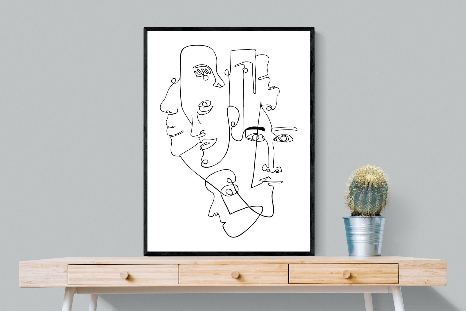 Face to Face-Wall_Art-75 x 100cm-Mounted Canvas-Black-Pixalot