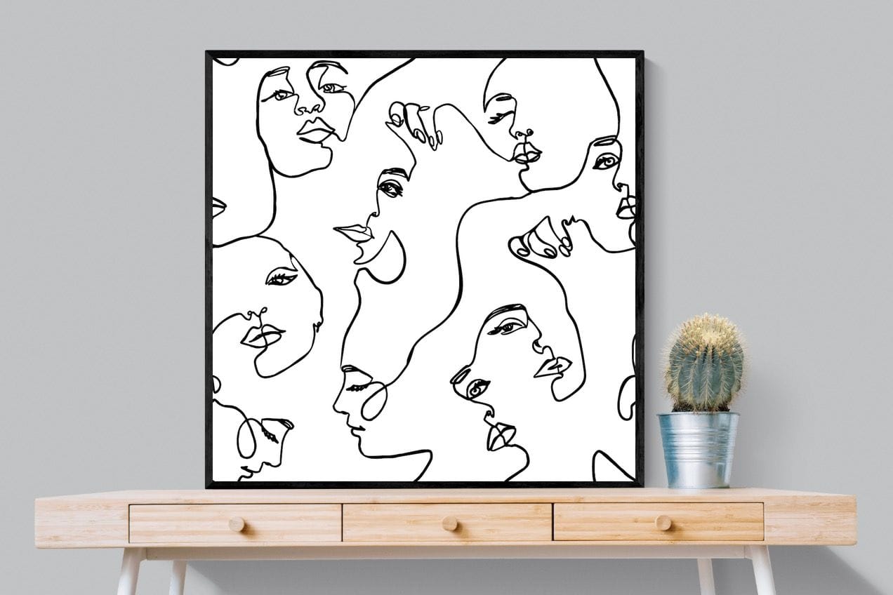 Faces of Fashion-Wall_Art-100 x 100cm-Mounted Canvas-Black-Pixalot