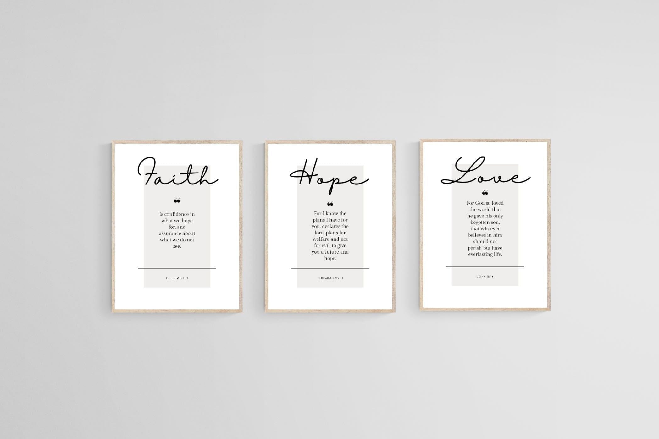 Faith, Hope, Love-Wall_Art-45 x 60cm (x3)-Mounted Canvas-Wood-Pixalot