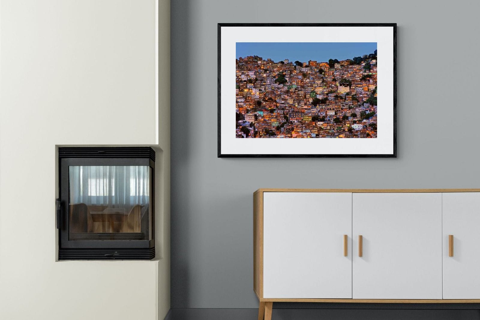 Favela da Rocinha-Wall_Art-100 x 75cm-Framed Print-Black-Pixalot