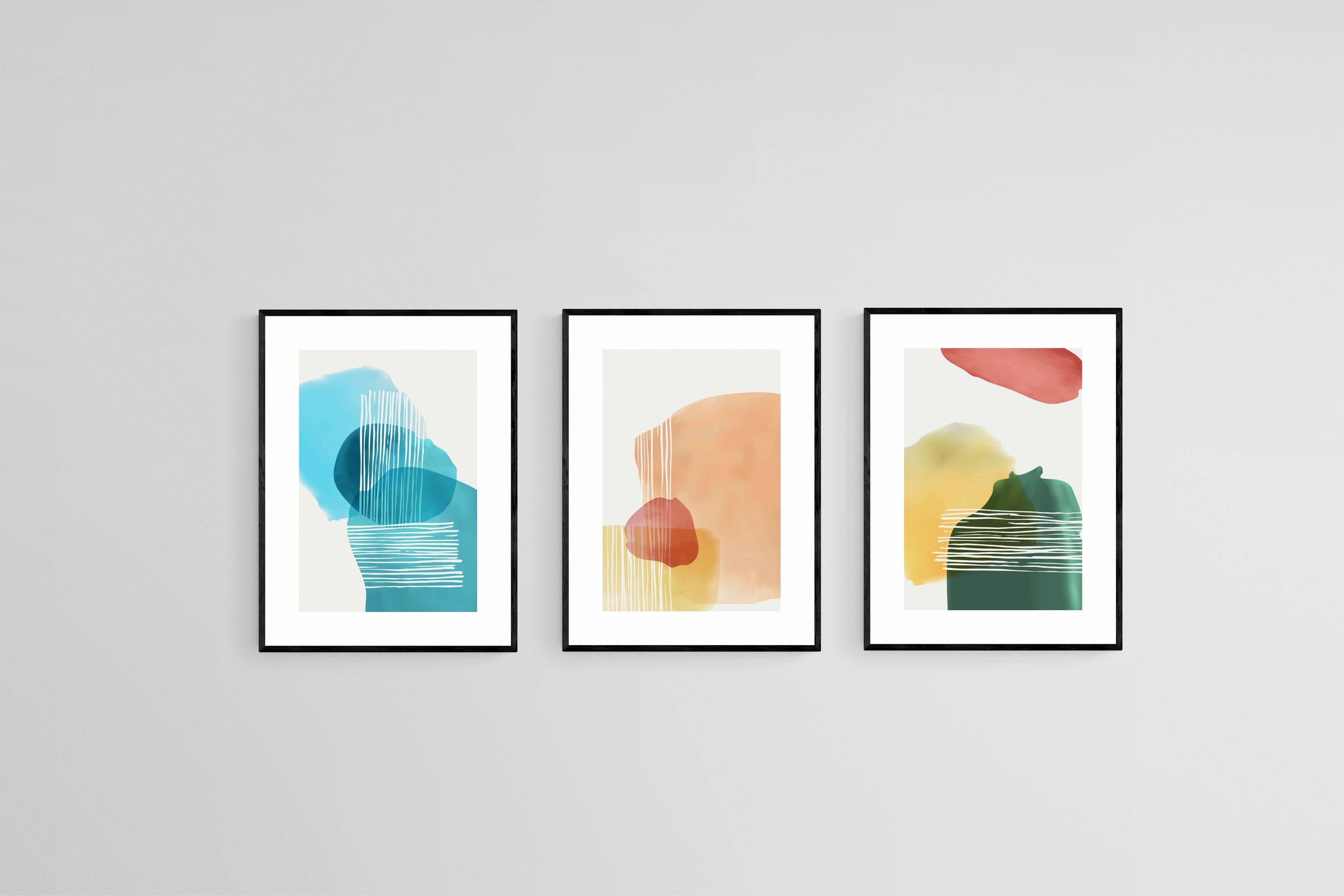 Fruity Set-Wall_Art-45 x 60cm (x3)-Framed Print-Black-Pixalot