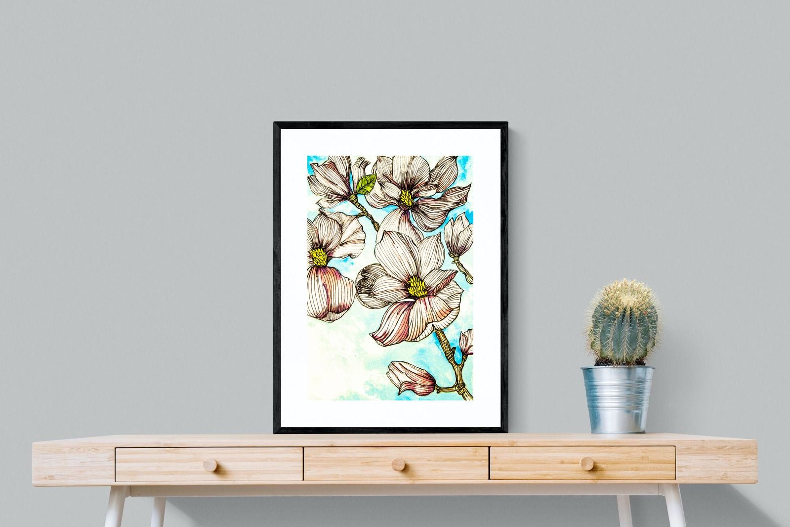 Geraniums-Wall_Art-60 x 80cm-Framed Print-Black-Pixalot