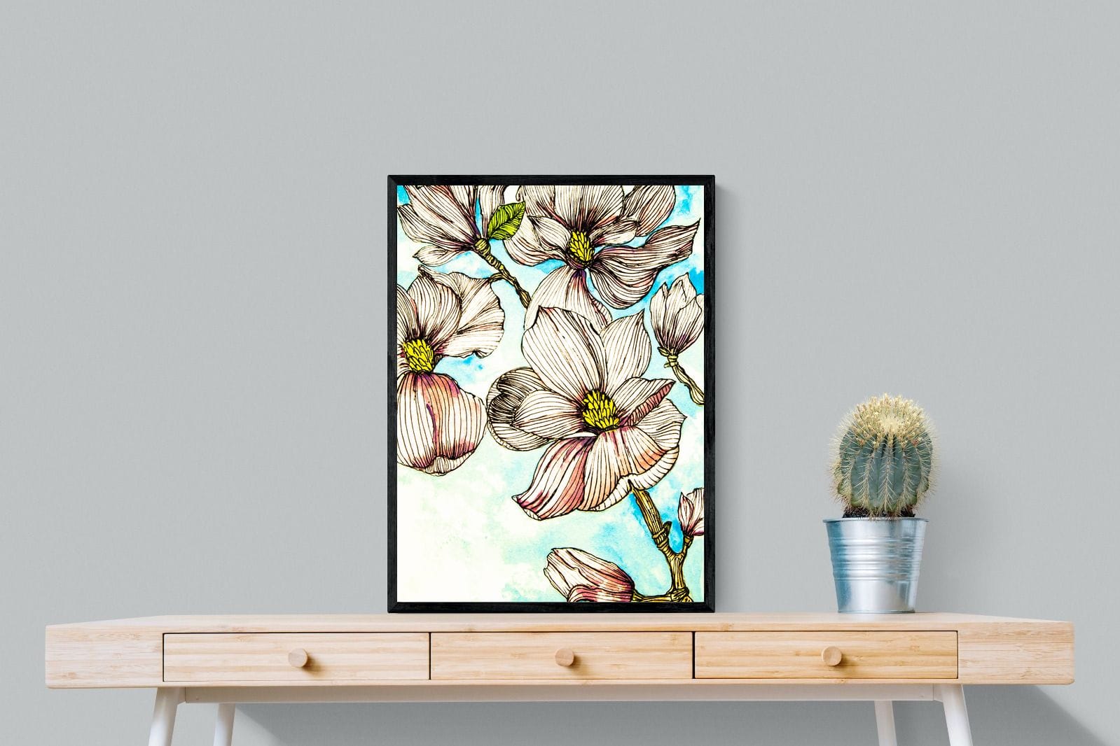 Geraniums-Wall_Art-60 x 80cm-Mounted Canvas-Black-Pixalot