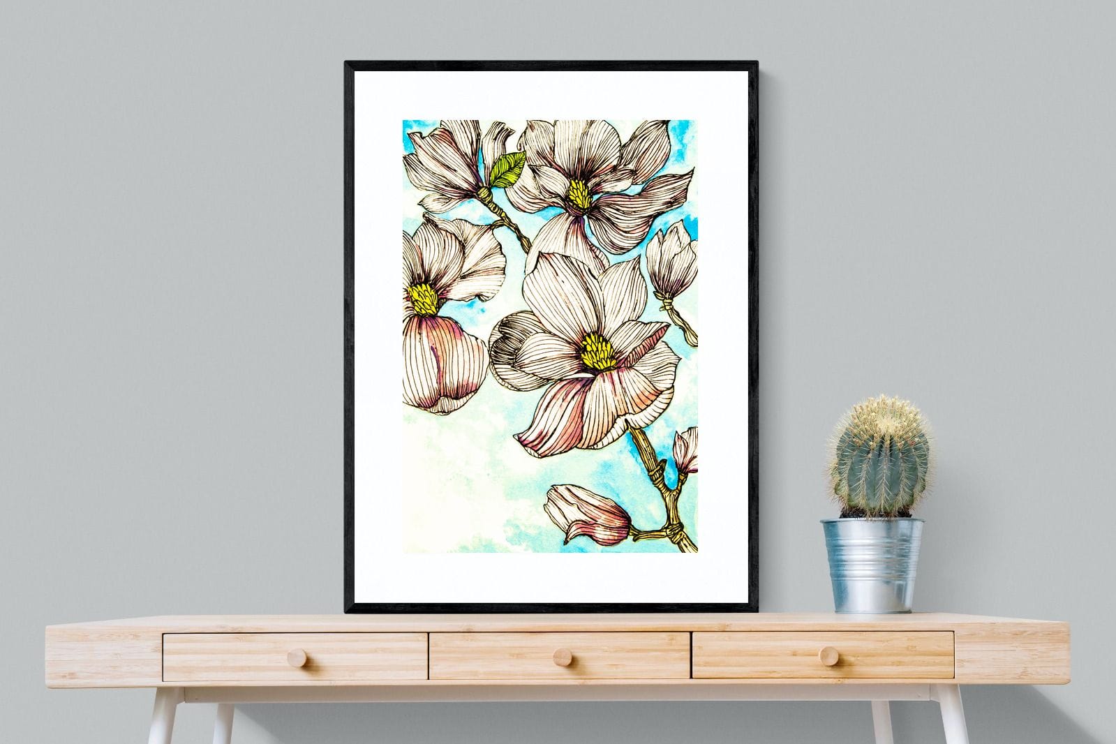 Geraniums-Wall_Art-75 x 100cm-Framed Print-Black-Pixalot