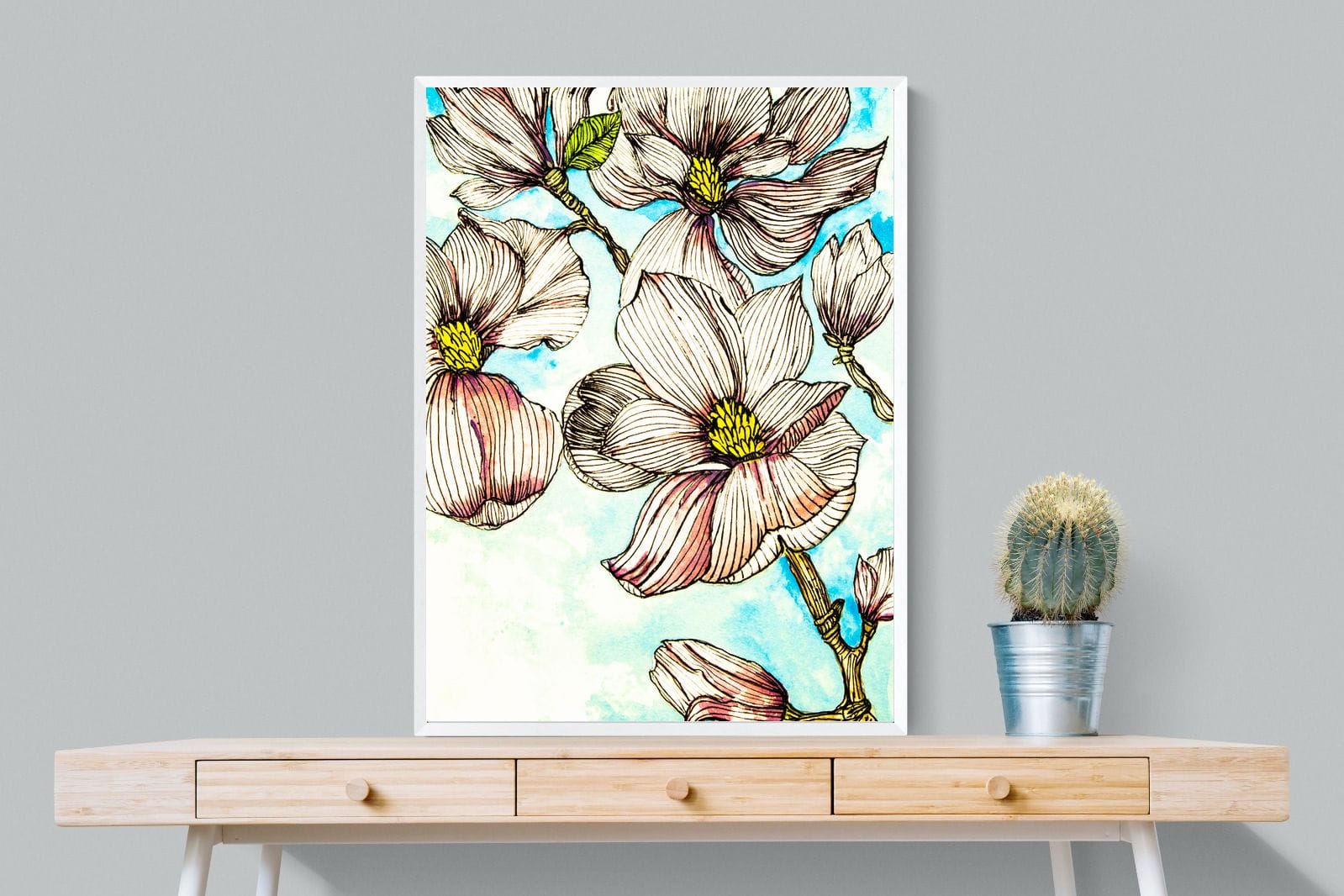 Geraniums-Wall_Art-75 x 100cm-Mounted Canvas-White-Pixalot