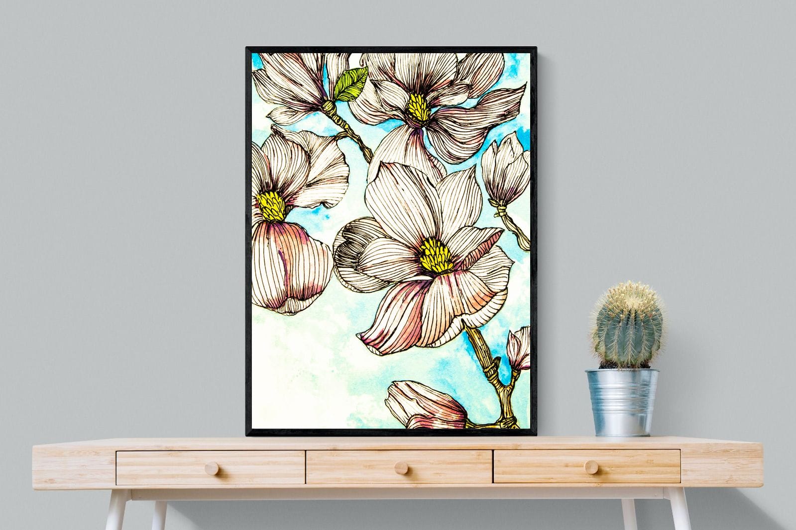 Geraniums-Wall_Art-75 x 100cm-Mounted Canvas-Black-Pixalot