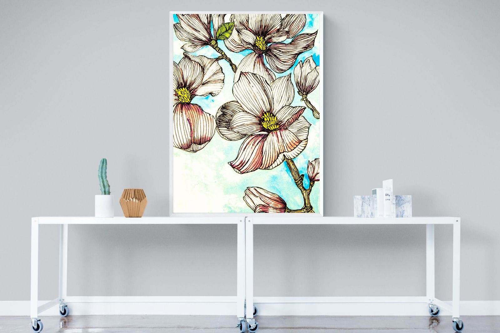 Geraniums-Wall_Art-90 x 120cm-Mounted Canvas-White-Pixalot